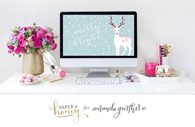 December wallpaper designed by Amanda Genther (www.amandagenther.com) with handlettering by Paper & Honey (www.paperandhoney.com)